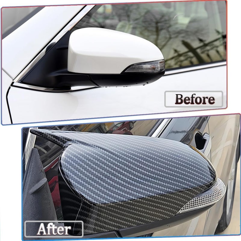 MUXEE Side Rear View Mirror Cover for Toyota Corolla 2014-2019，C-HR 2018-2021，Avalon 2013-2018，Venza 2013-2016，Prius 2012-2018 Carbon Fiber Turn Signal Housing Cover(with Turn Signal housing Slot.) - Image 3